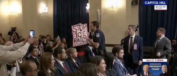Leftist Protester Clad As Catholic Cardinal Tossed From Noem Hearing After Shouting ‘Power Of Christ Compels You’